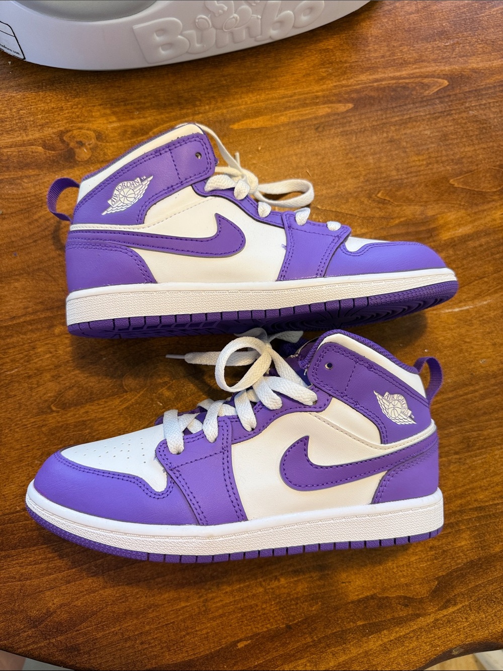 Jordan Kids Purple and White Mid-Top Sneakers